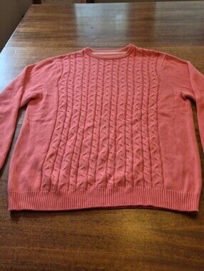 Mens' Southern Proper Coral Cable Knit Crewneck Sweater Size Large